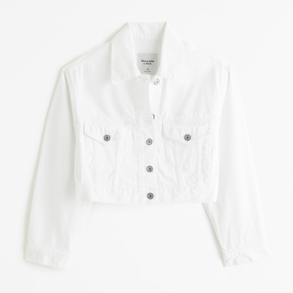 Abercrombie & Fitch white cropped jean jacket, brand new.
